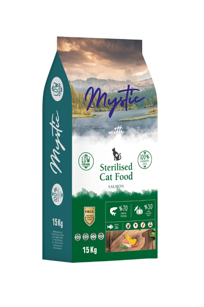 mystic kısırlaştırılmış yetişkin kedi maması somonlu
